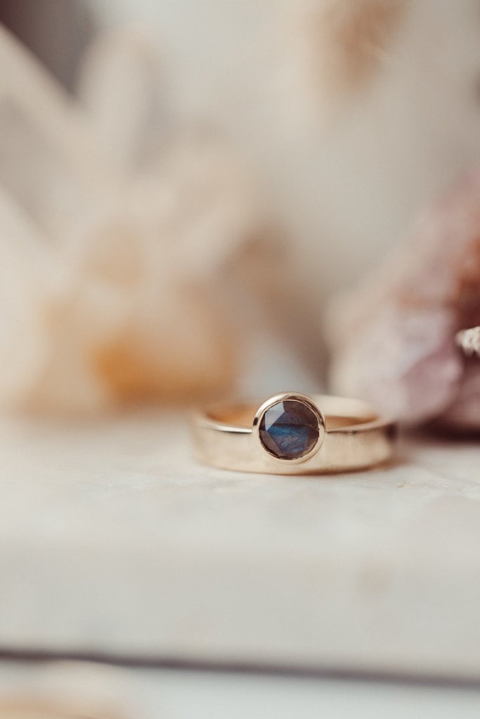 Sarah O The Sezanne Round Labradorite Wide Band Ring