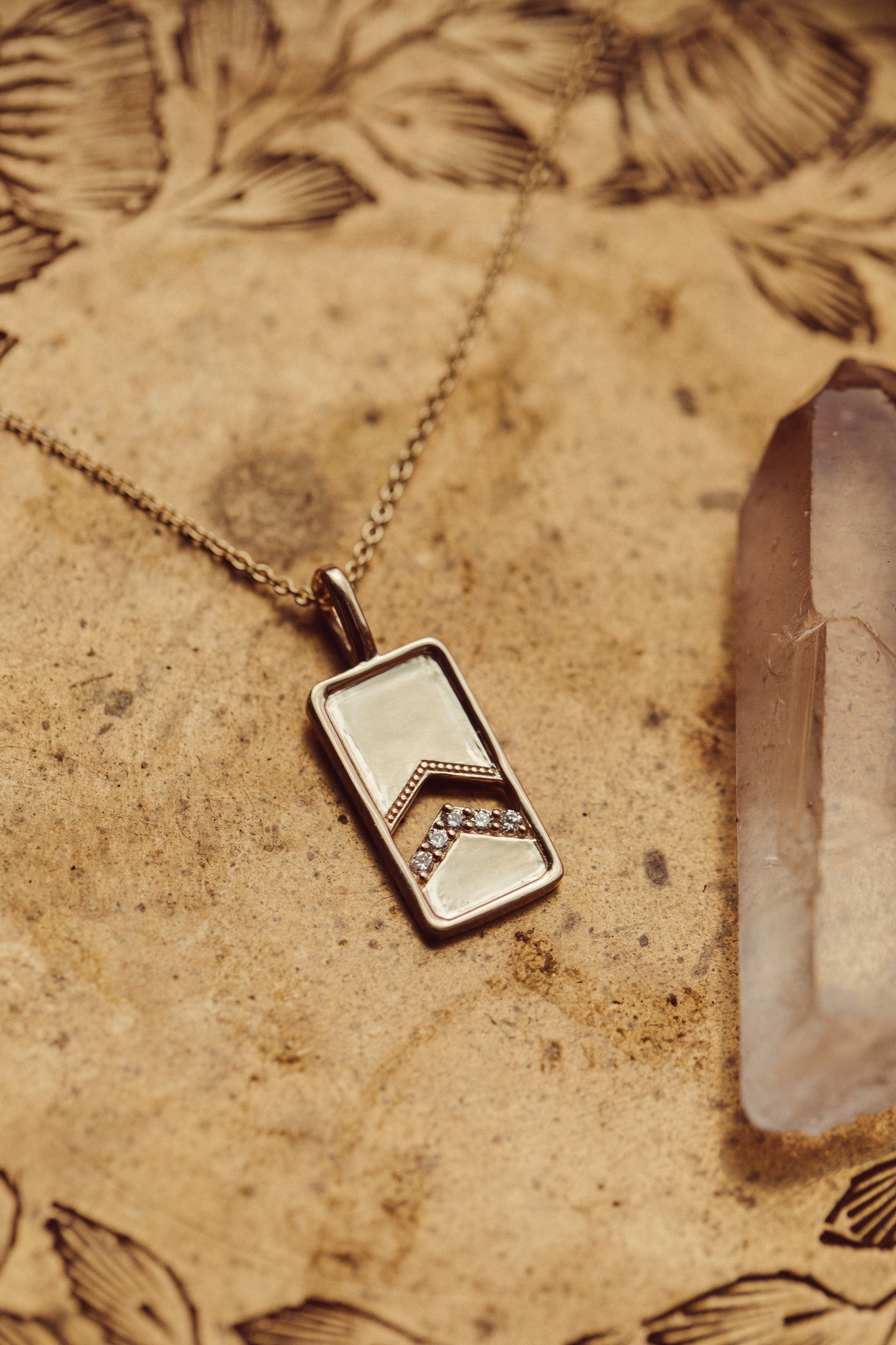 Diamond Large Rectangle Pendant with Bezel-Set Diamond Stations - Nuha  Jewelers