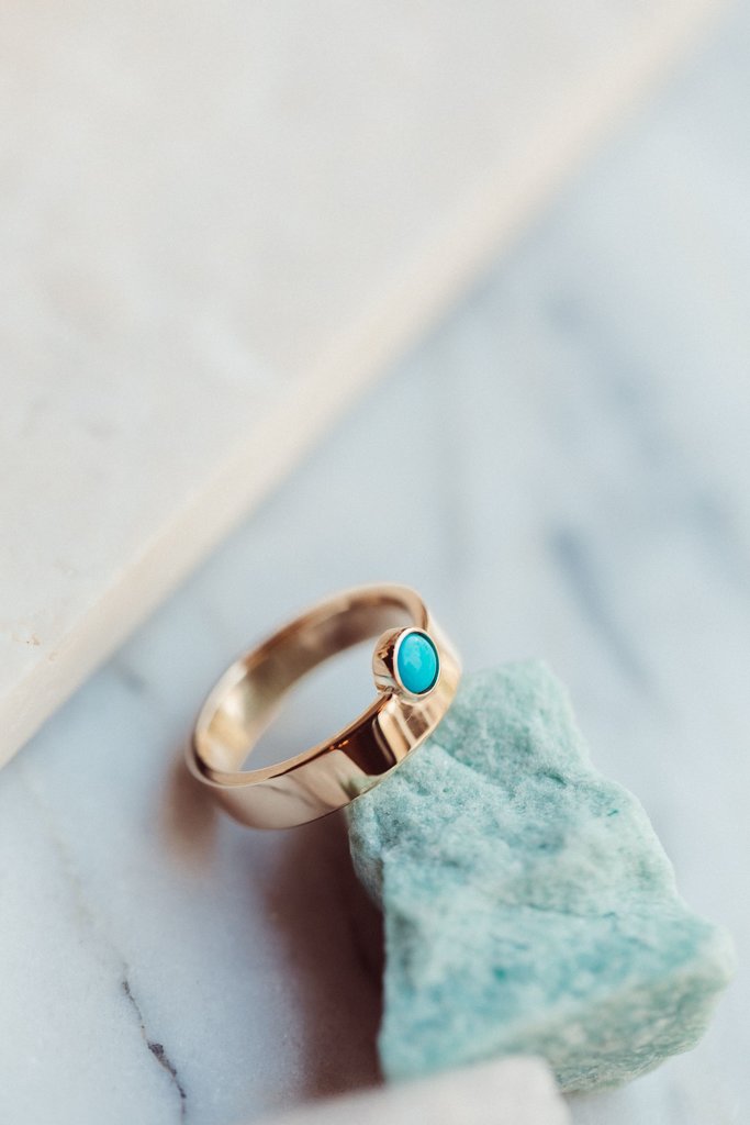 Sarah O The Sezanne Round Turquoise Wide Band Ring