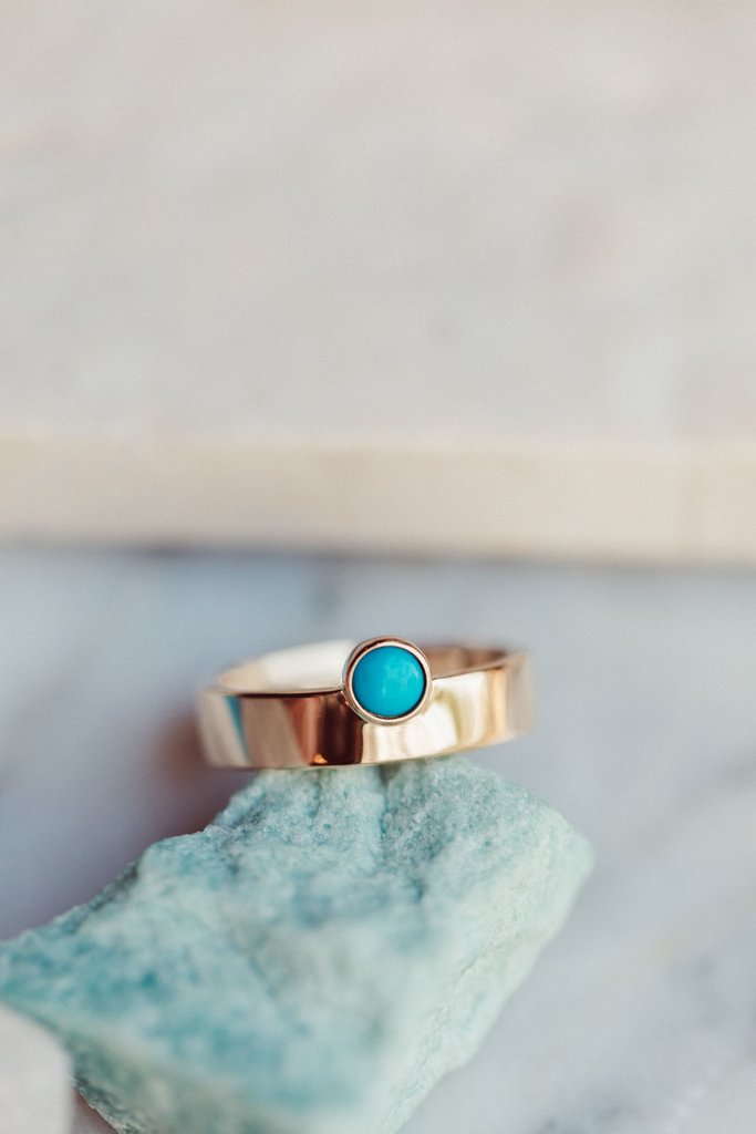 Sarah O The Sezanne Round Turquoise Wide Band Ring