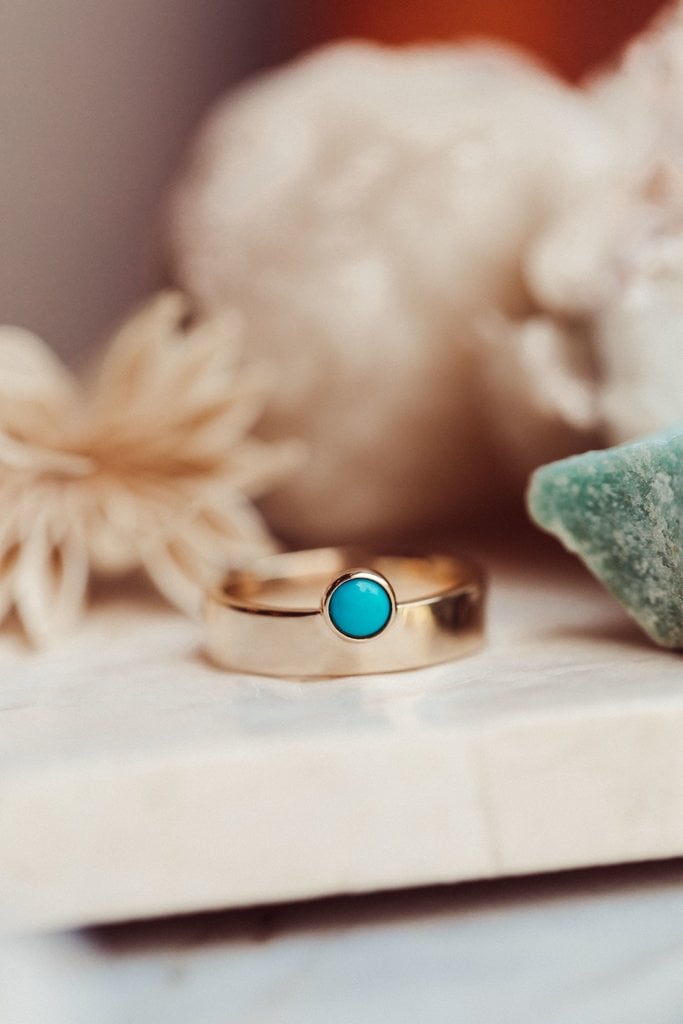 Sarah O The Sezanne Round Turquoise Wide Band Ring