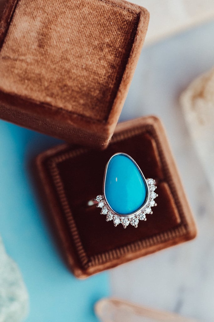 Sarah O The Miles Organic Turquoise with Half Halo Ring