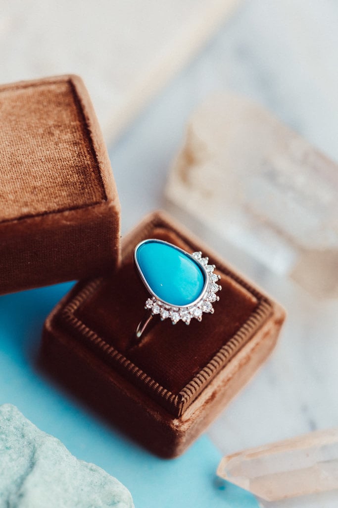 Sarah O The Miles Organic Turquoise with Half Halo Ring