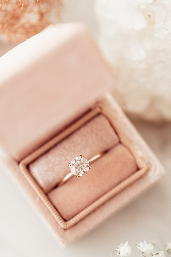 Sarah O Round Moissanite Solitaire