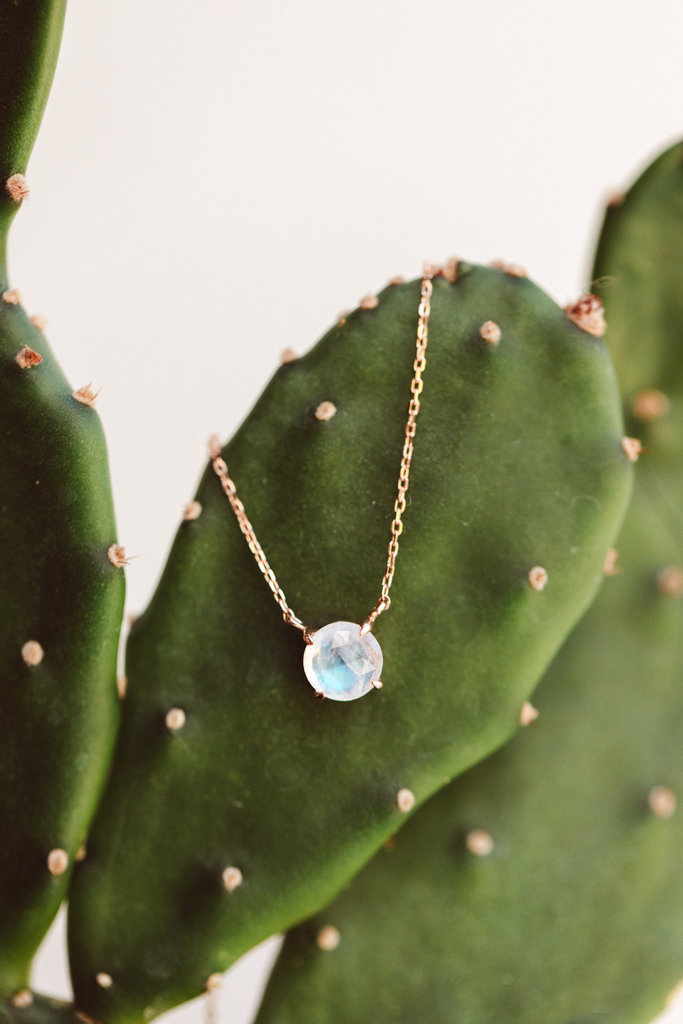 Sarah O Round Moonstone Prong Set Necklace