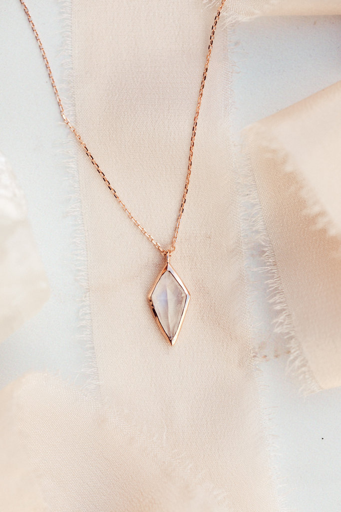 Sarah O Kite Moonstone Bezel Set Pendant Necklace