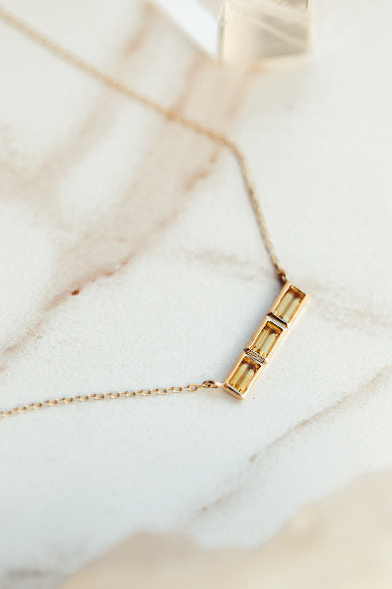 3 Baguette Citrine in Bezels Bar 