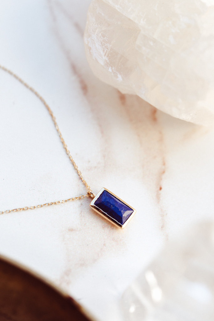 Baguette Lapis Bezel Set Pendant 