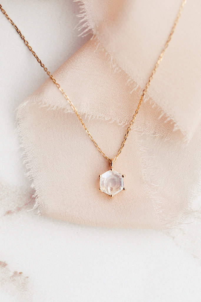 Sarah O Hexagon Moonstone 6 Prong Necklace