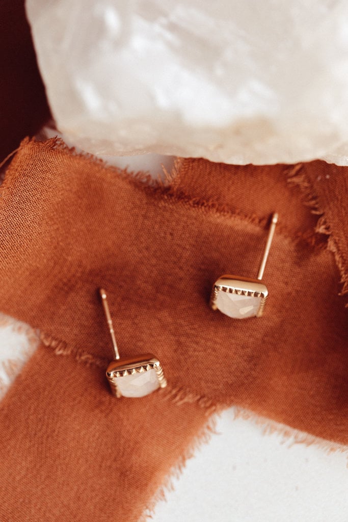 Sarah O Square Moonstone Stud Earrings