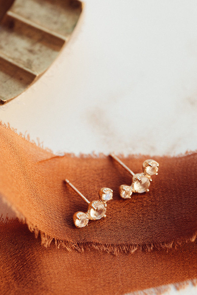 Sarah O Three Moonstone Climber Stud Earrings