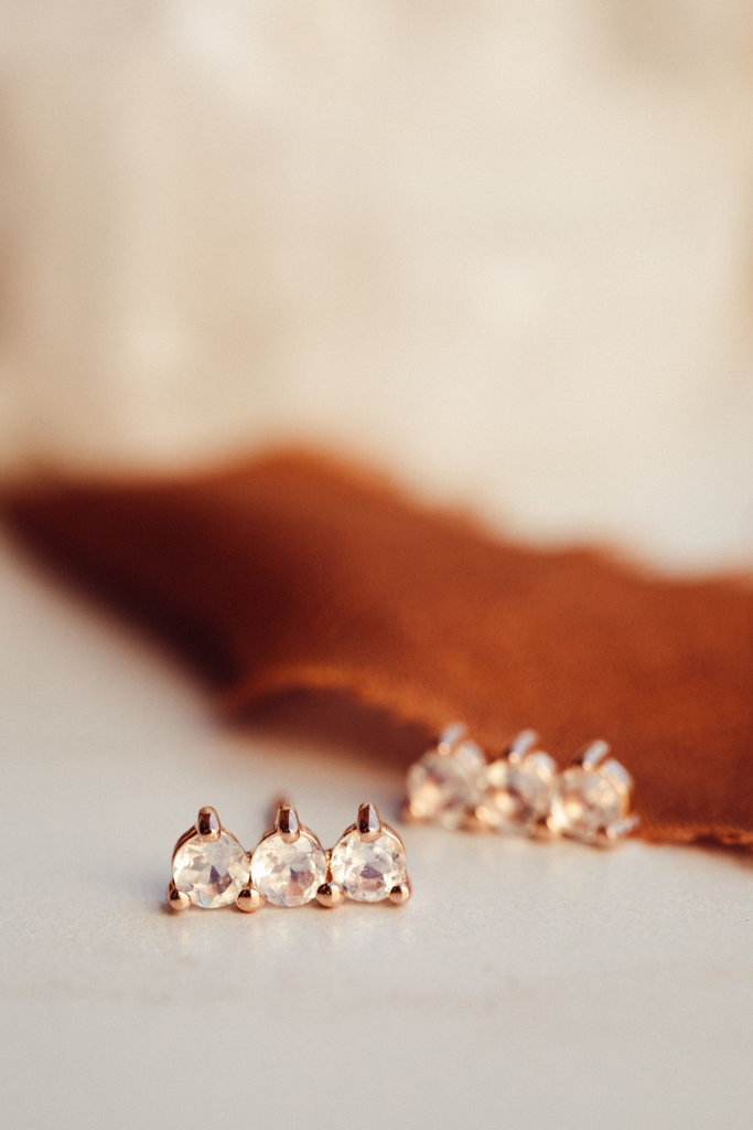 Sarah O 3 Moonstones Bar Stud Earring