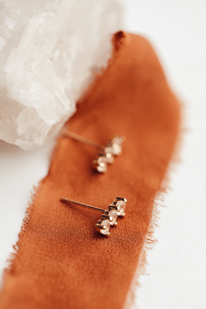 Sarah O 3 Moonstones Bar Stud Earring