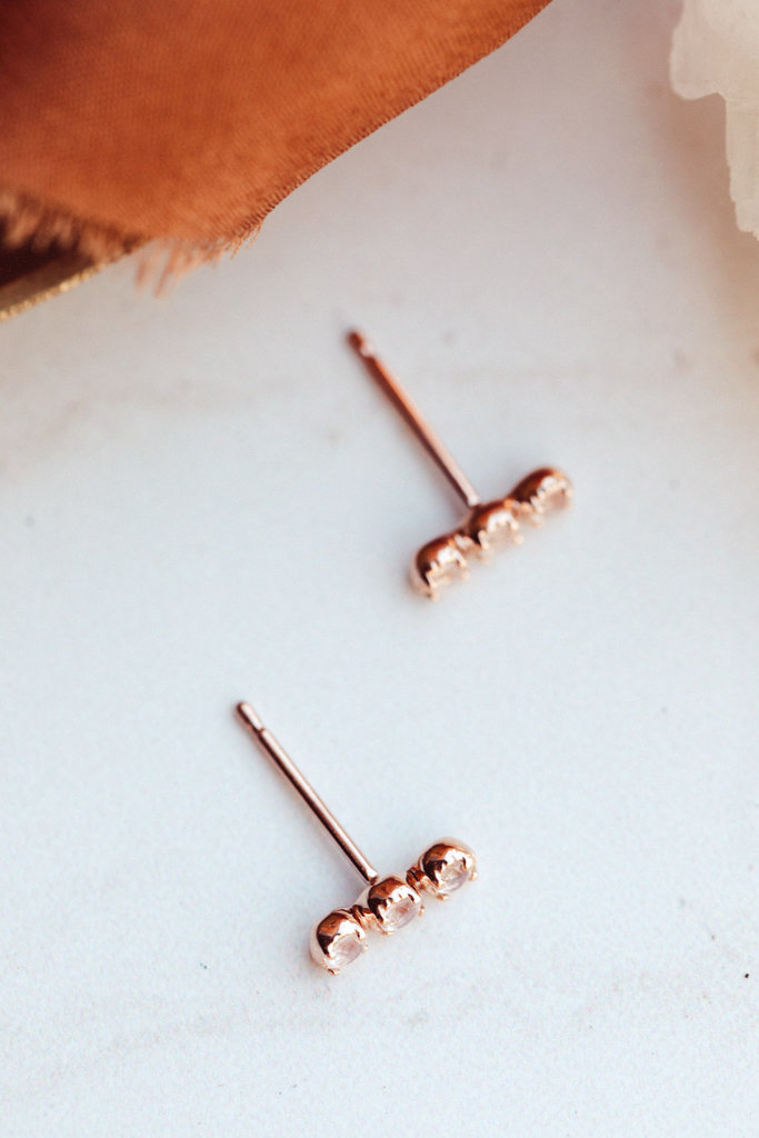 Sarah O 3 Tiny Moonstone Bar Stud Earring