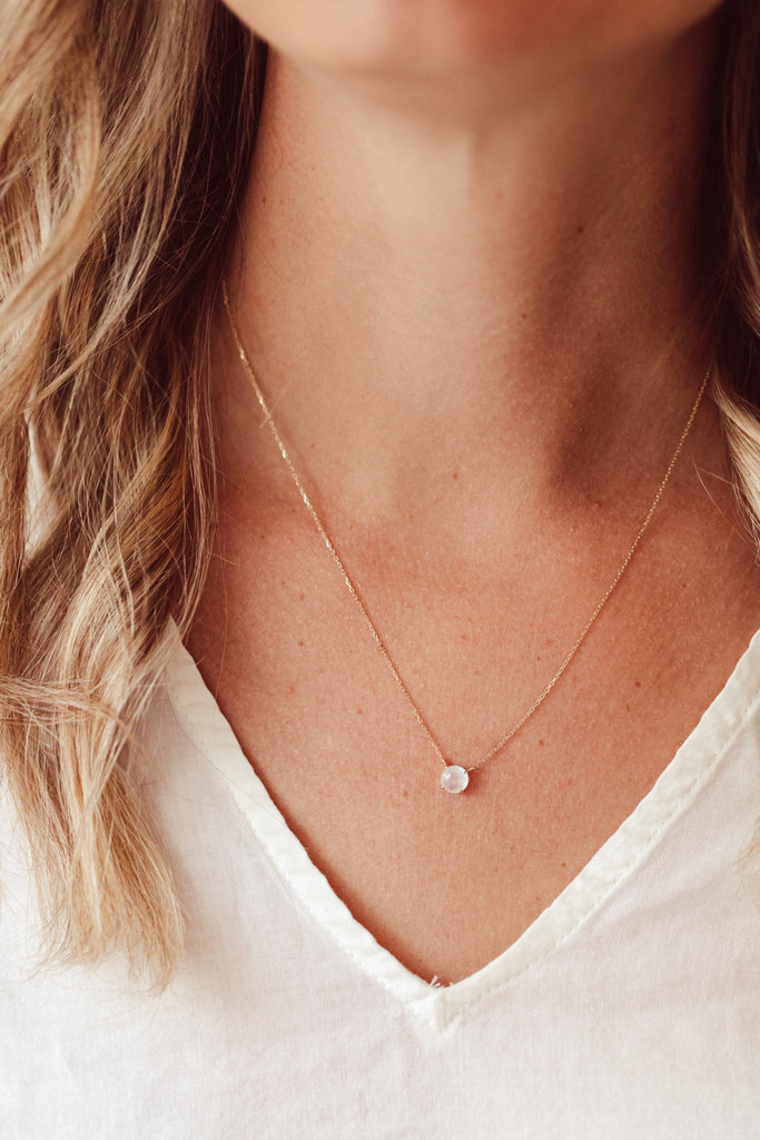 Sarah O Round Moonstone Prong Set Necklace