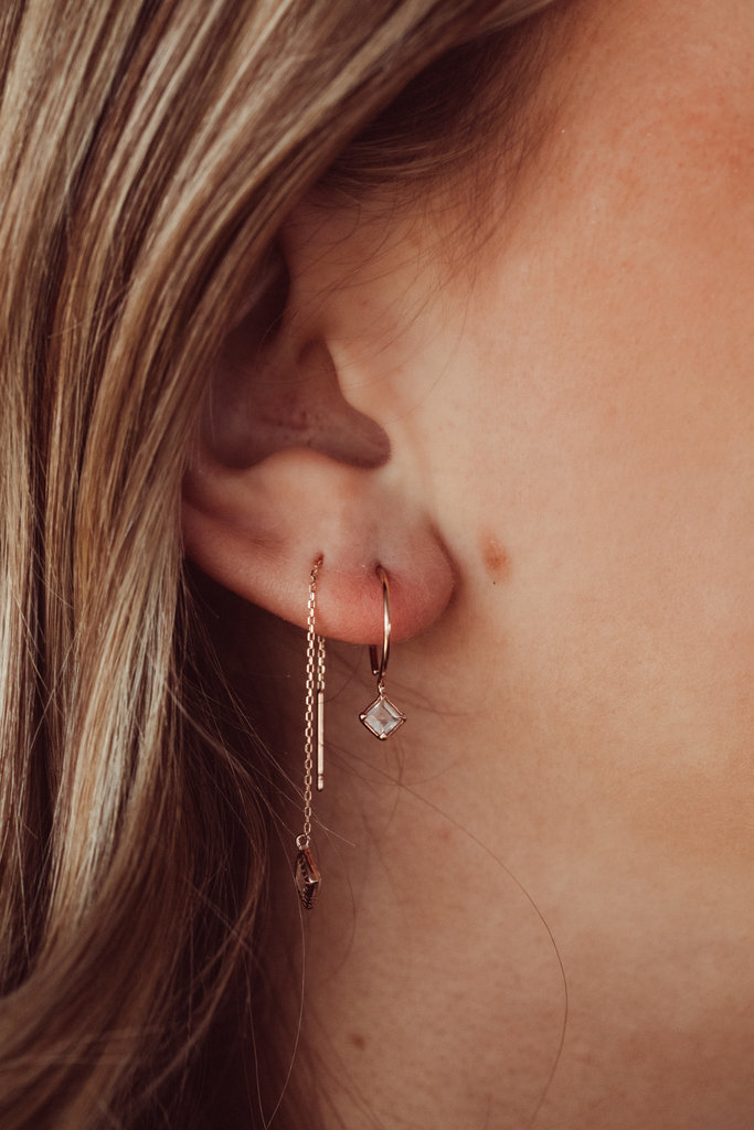 Sarah O Square Moonstone Prong Set on Hook Earrings