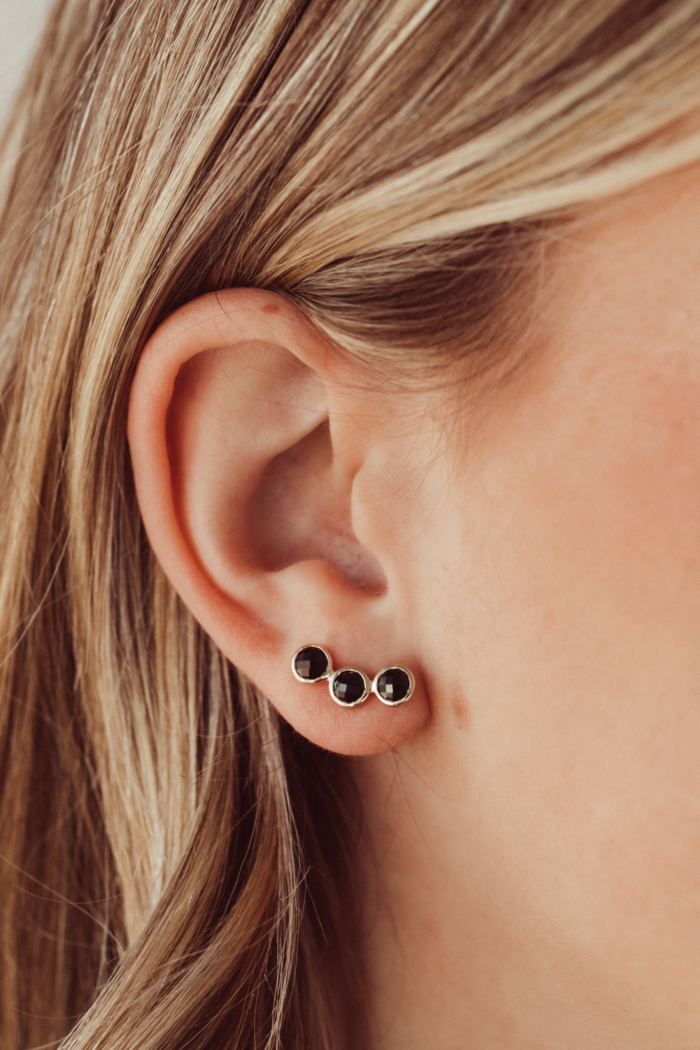  Immobird Black Stud Earrings for with Black Spinel