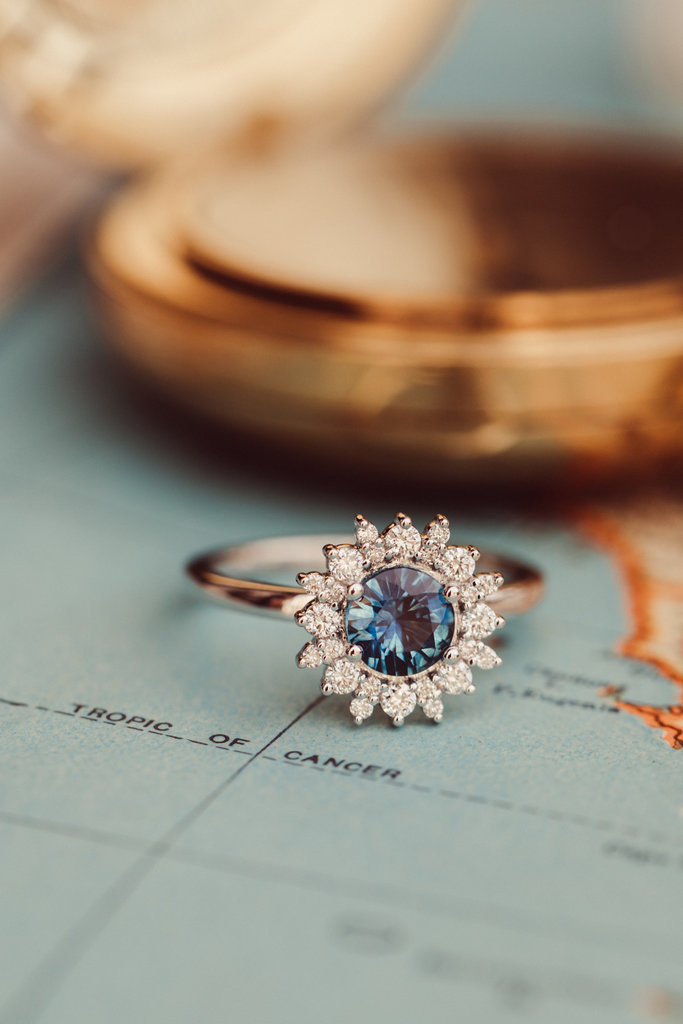 Sarah O The Seine .87 ct Round Blue Sapphire Ring