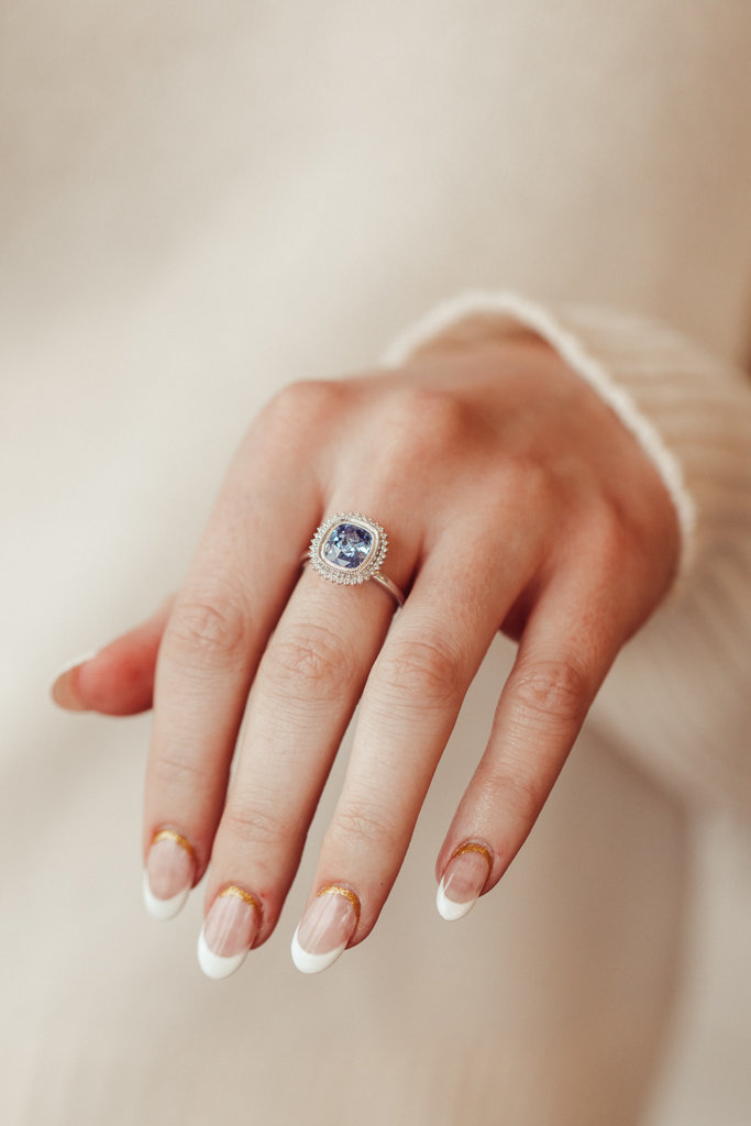 Sarah O The Nile 2.51 ct Cushion Cut Blue Sapphire Ring