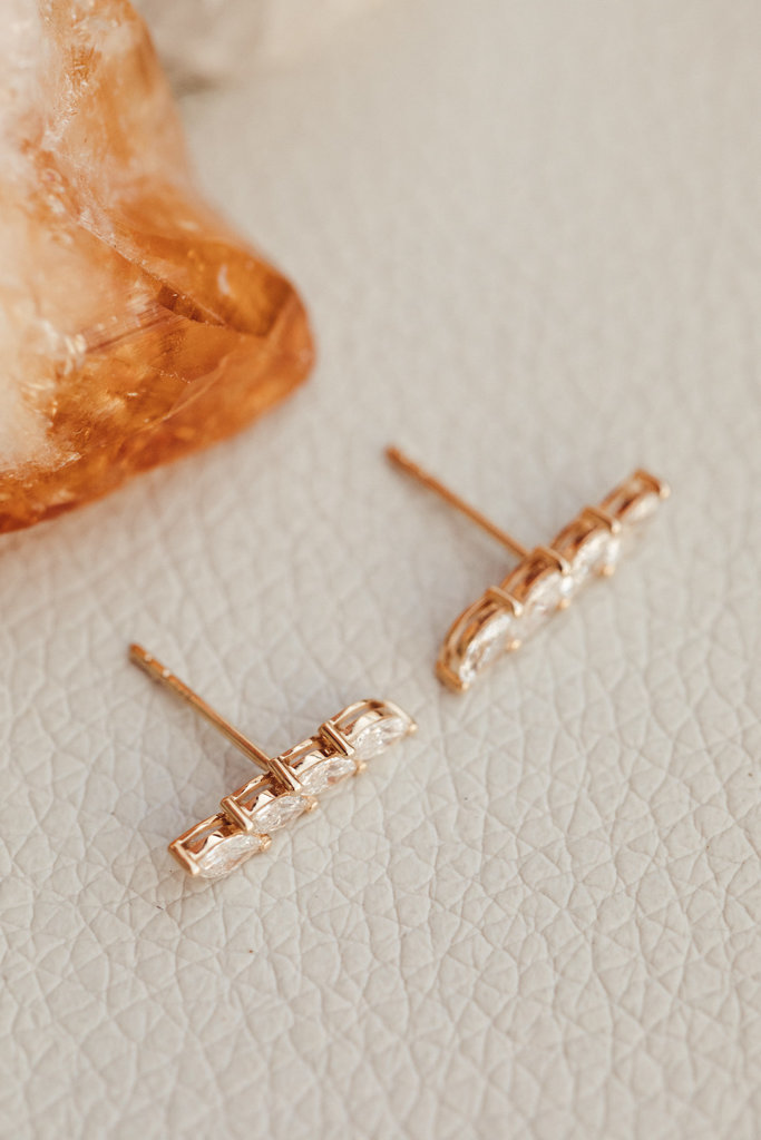 Marquise Diamond Stud Earrings, Valentine's Gifts