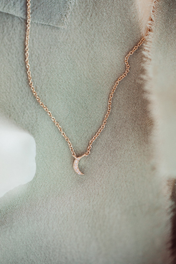 Sarah O Tiny Pave Diamond Crescent Moon Necklace
