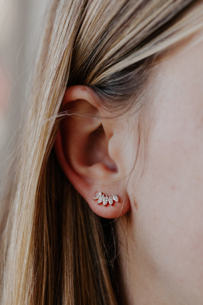 5 Marquises Diamond Earring Backing in White Gold