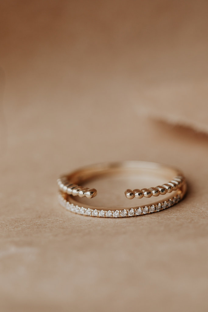 Pave Diamond Band with Open Beaded Band