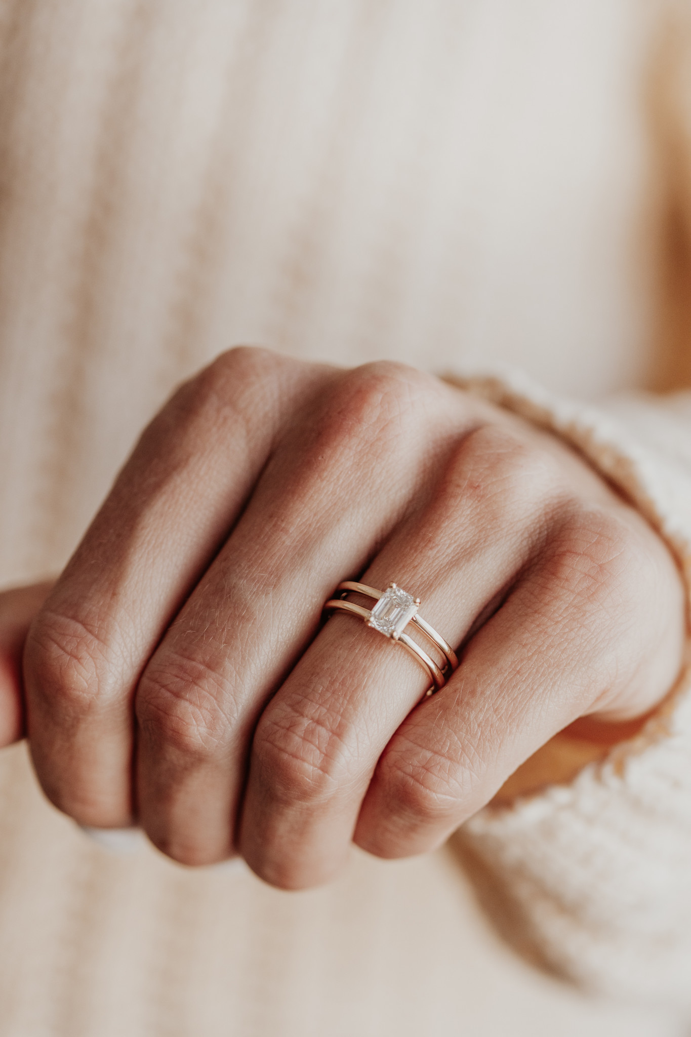 Double Band Prong-Set Diamond Ring Wrap | Angara