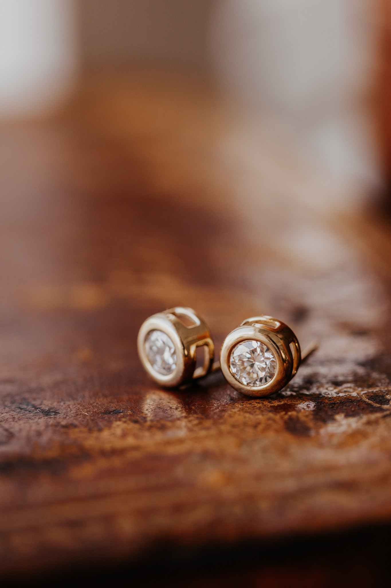 Buy the Rose Gold Stone Rim Earrings - Silberry