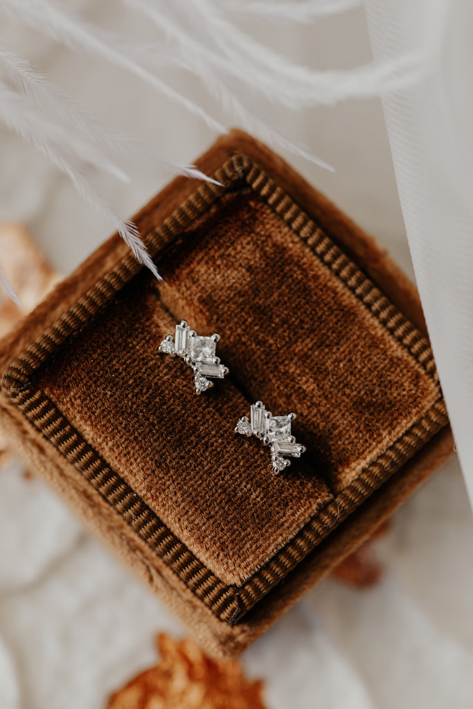 Sarah O The Charleston Princess Cut Stud Earrings