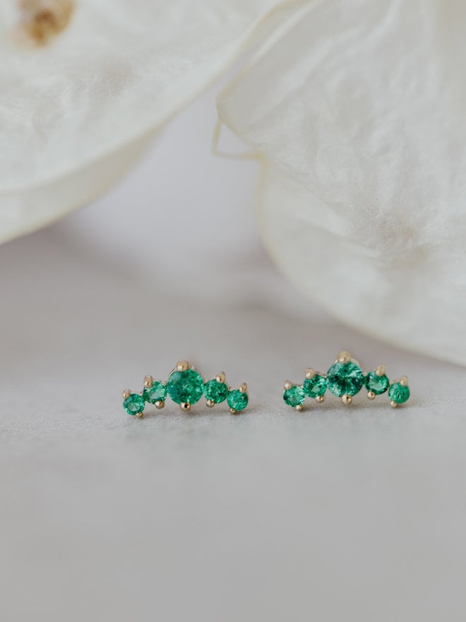 25 ct Baguette Emerald with .03 ct Diamond Stud Earrings 14kyg - Sarah O.