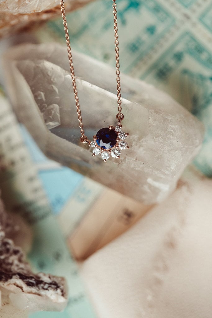 Sarah O The Dillon Round Blue Sapphire Necklace
