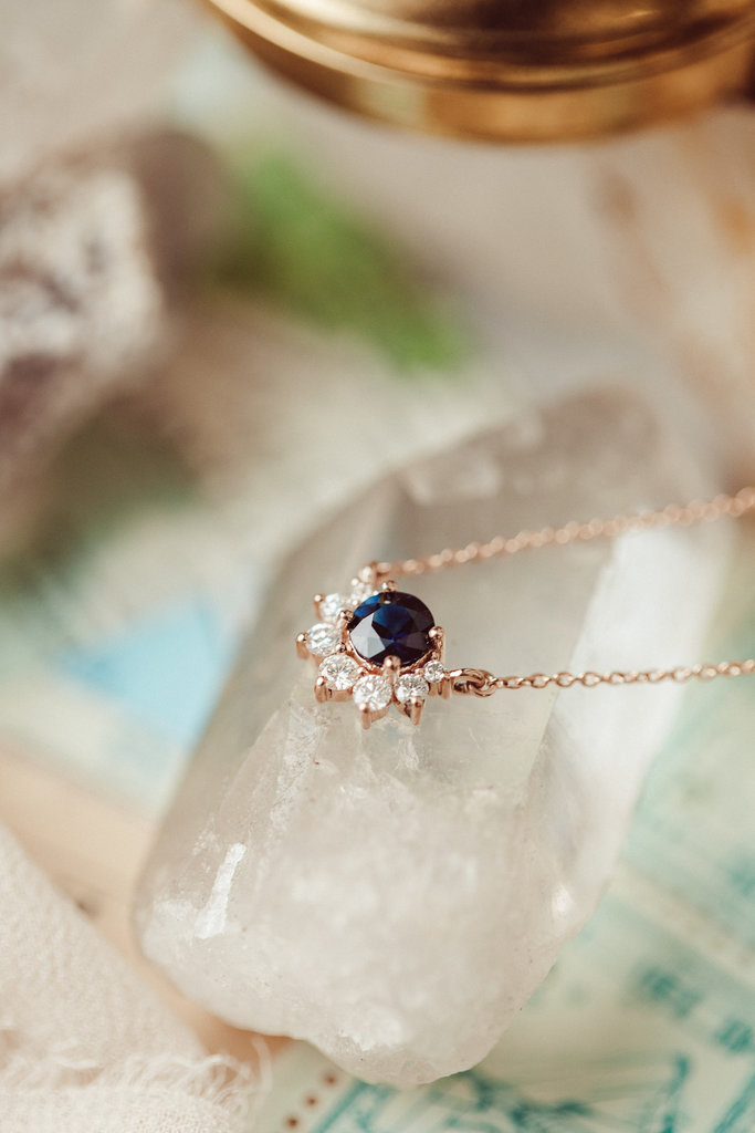 Sarah O The Dillon Round Blue Sapphire Necklace