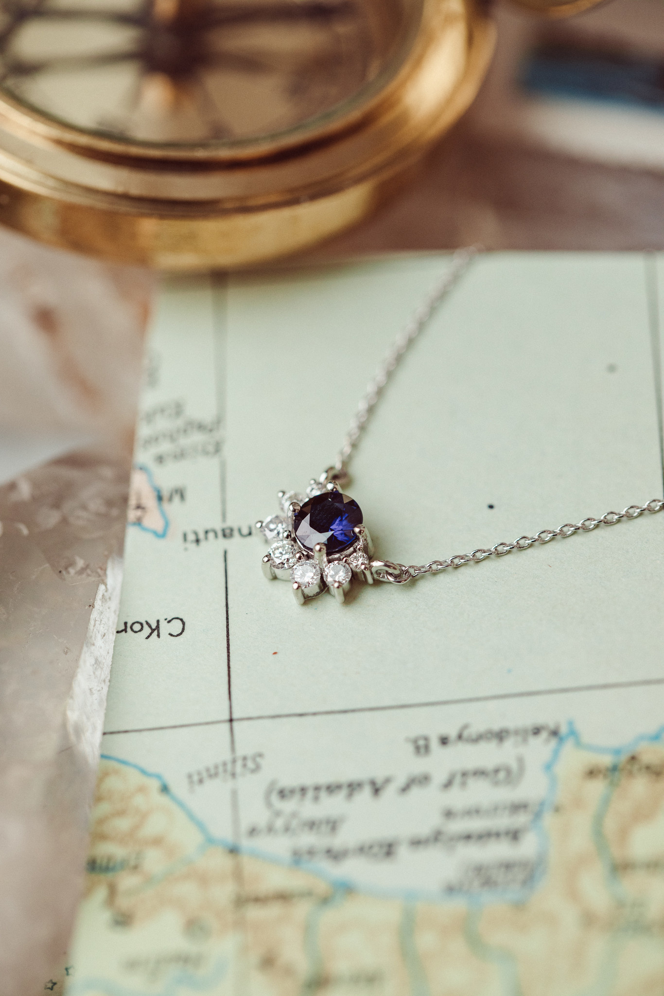 Sarah O The Nessie Round Blue Sapphire Necklace