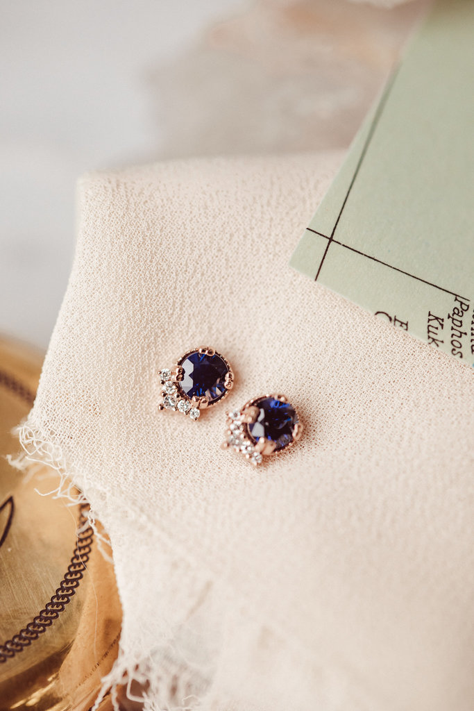 Sarah O The Nessie Round Blue Sapphire Stud Earrings