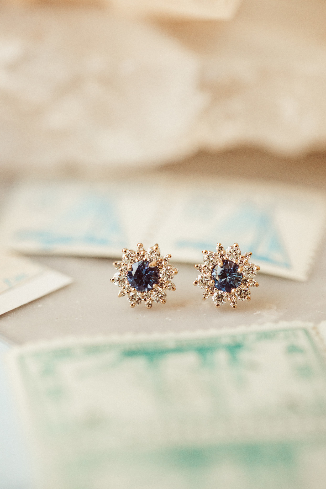 Cabochon Cut Natural Blue Sapphire Stud Earrings, 5mm, 14k Y