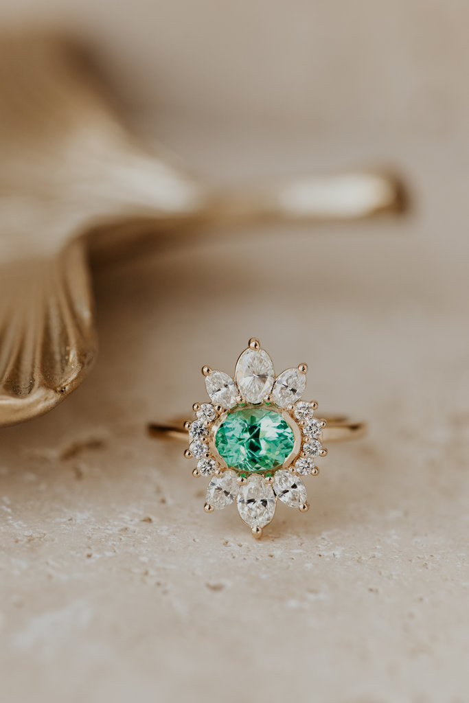 Sarah O The Ray .89 ct Oval Emerald Ring 14kyg