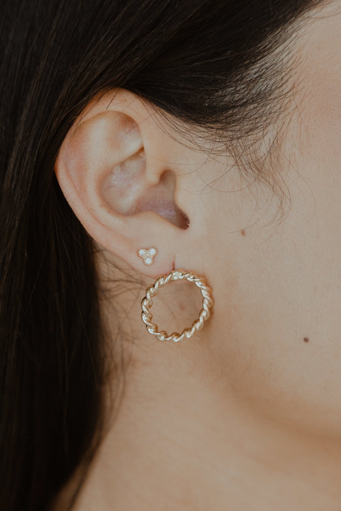 Sarah O .11 ct Three Diamond Milgrain Bezel Earrings