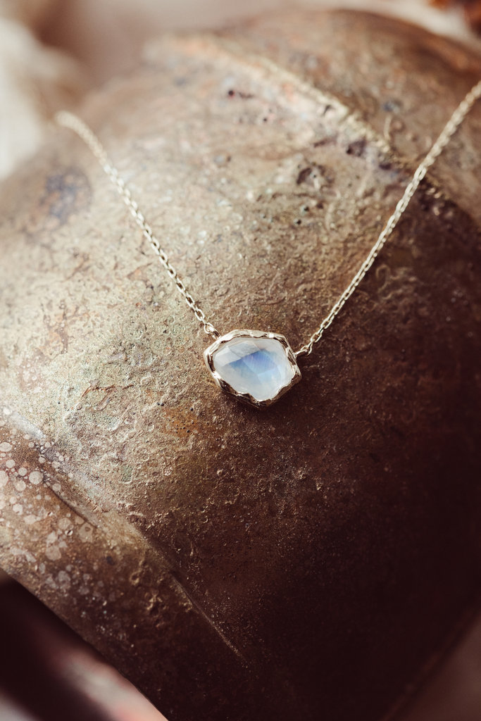 Sarah O Organic Moonstone with Textured Bezel Necklace