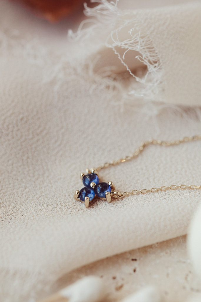 Sarah O 3 Round Sapphire Cluster Necklace