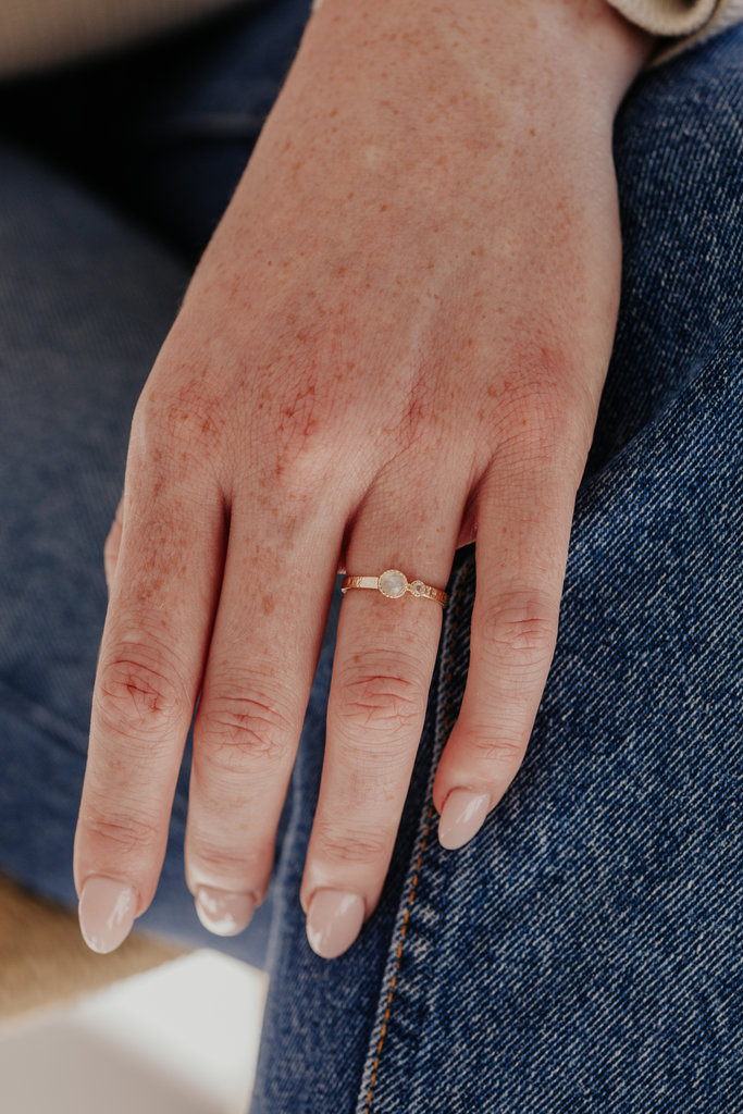 Solid moonstone 2024 band ring