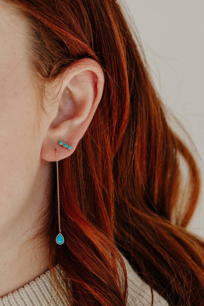 Sarah O Pear Turquoise Threader Earrings