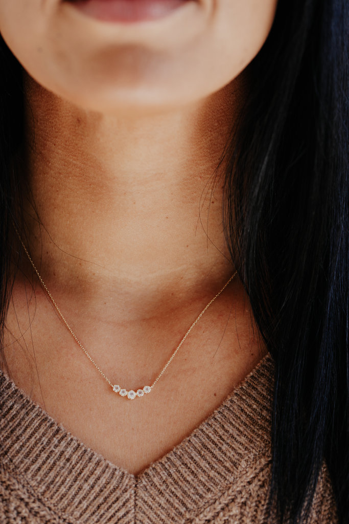 Sarah O 5 Moonstone Curved Bar Necklace