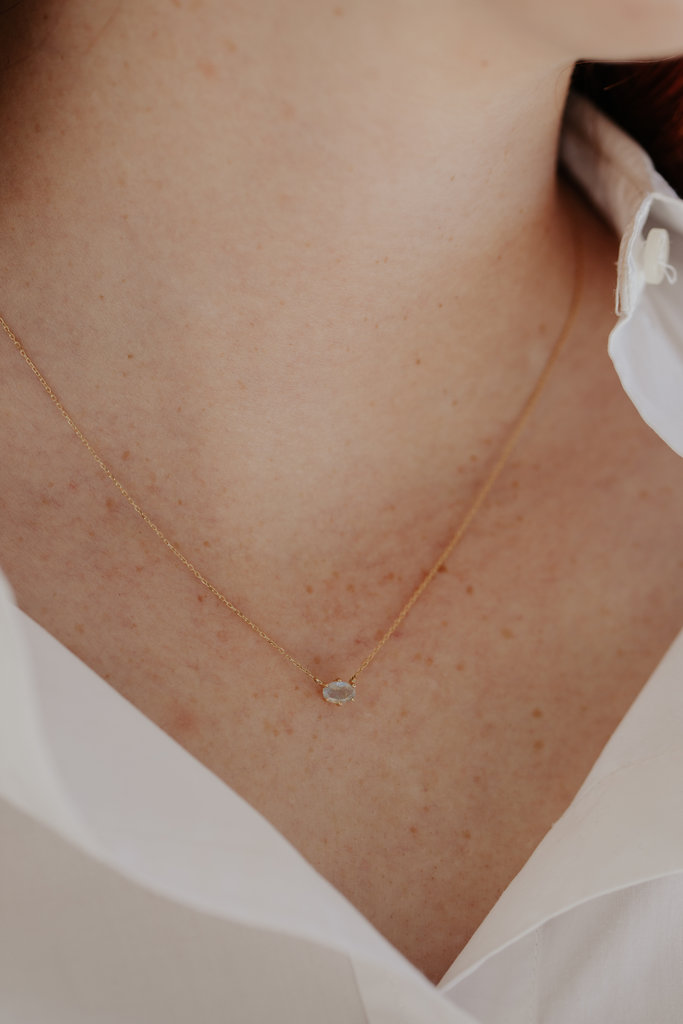 Sarah O Oval Labradorite in Prongs Necklace