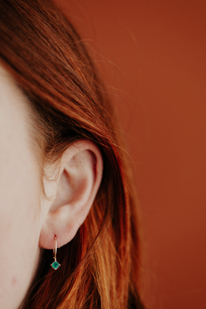 Sarah O Square Labradorite Prong Set on Hook Earrings
