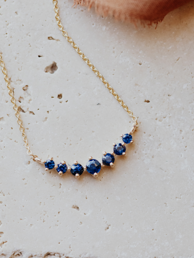 Sarah O The Nessie Round Blue Sapphire Necklace