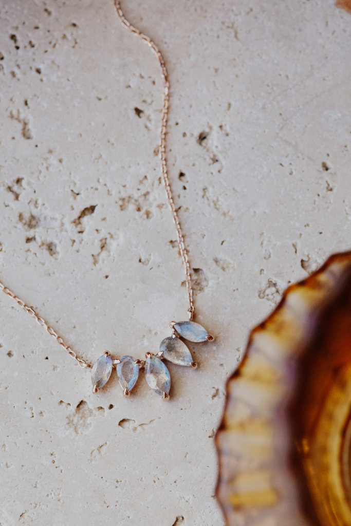 Sarah O Pear and Marquise Labradorite Curved Necklace