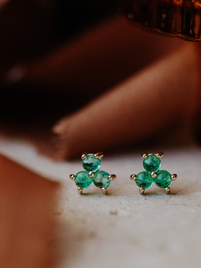 25 ct Baguette Emerald with .03 ct Diamond Stud Earrings 14kyg - Sarah O.