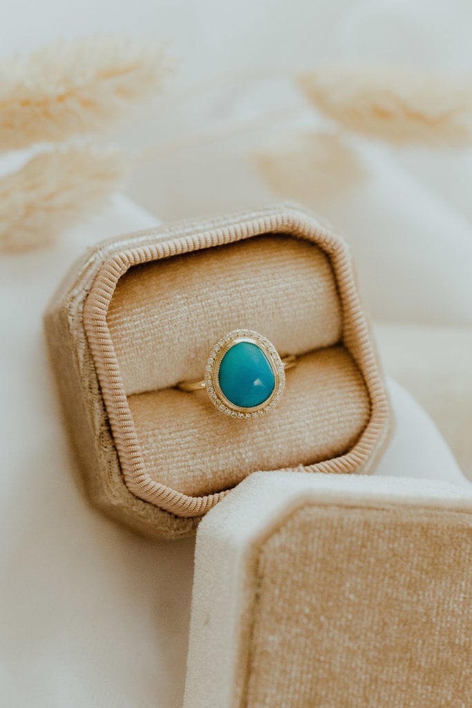 Sarah O The Mesa 1.95 ct Organic Turquoise with Halo Ring