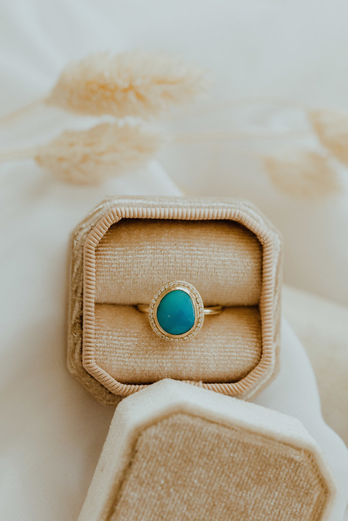 Sarah O The Mesa 1.95 ct Organic Turquoise with Halo Ring